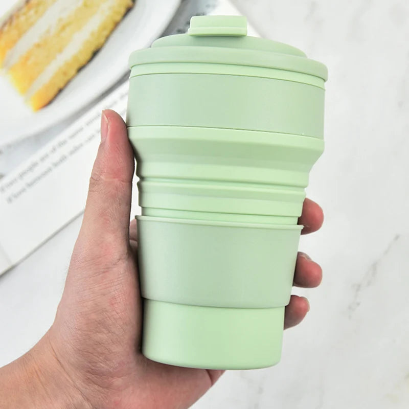 Collapsible Silicone Coffee Cup with Lid β Reusable Portable Folding Travel Mug (350ml / 500ml)