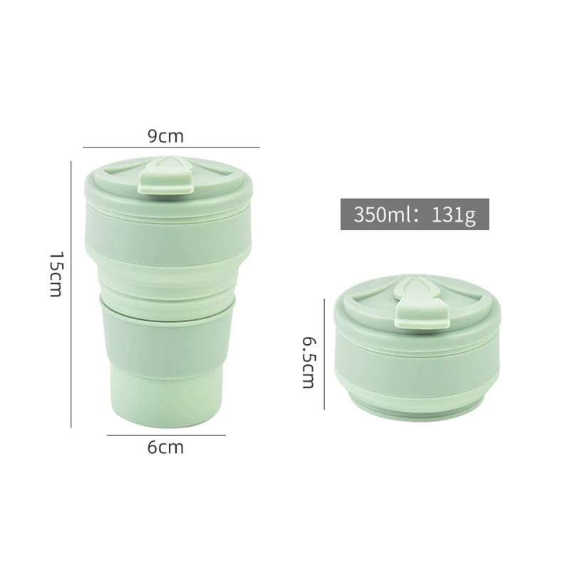 Collapsible Silicone Coffee Cup with Lid β Reusable Portable Folding Travel Mug (350ml / 500ml)