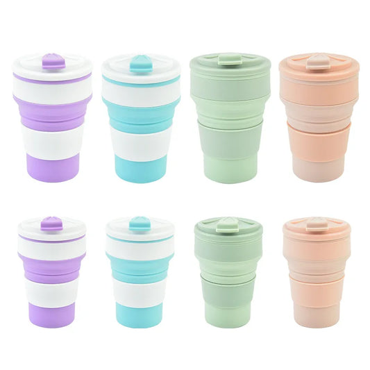 Collapsible Silicone Coffee Cup with Lid – Reusable Portable Folding Travel Mug (350ml / 500ml)