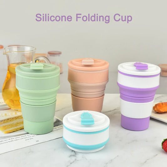 Collapsible Silicone Coffee Cup with Lid – Reusable Portable Folding Travel Mug (350ml / 500ml)